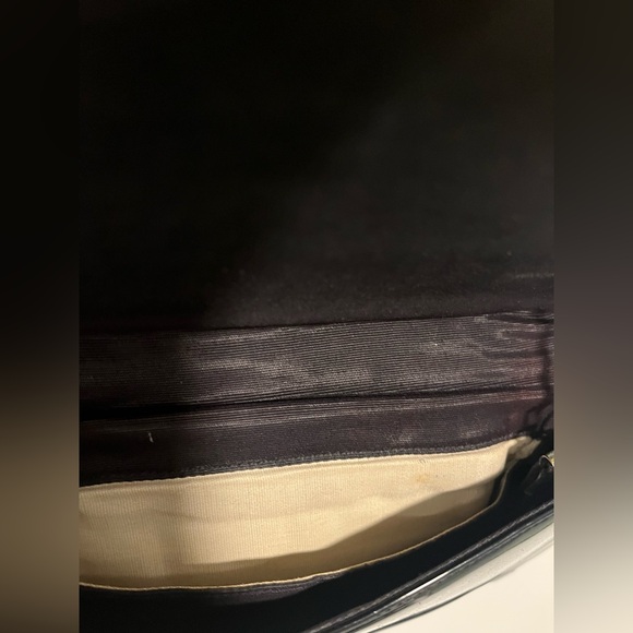 Sleek Black Clutch Purse with Gold Chain - Picture 2 of 6